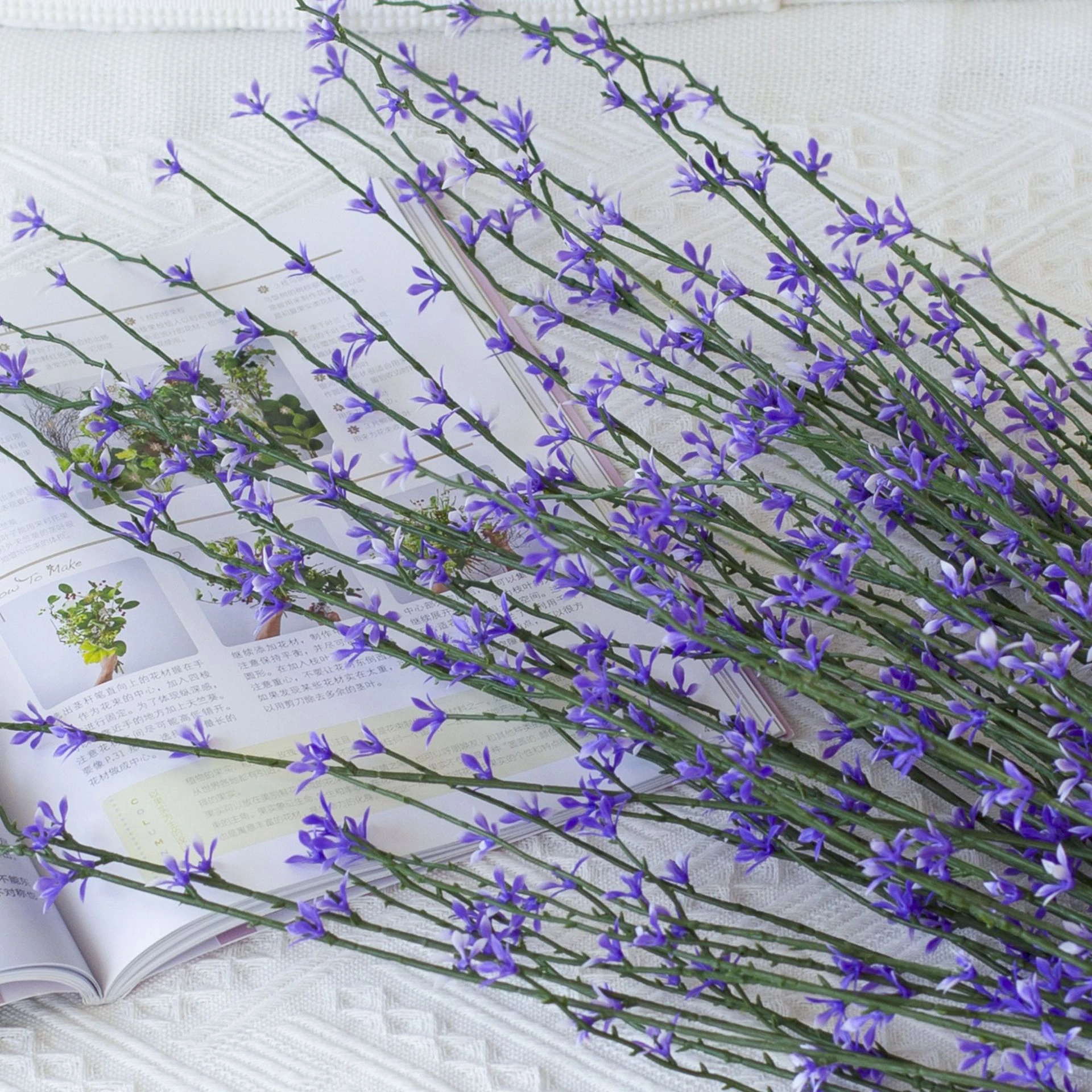 Purple artificial Forsythia Flower Bush, 84 cm