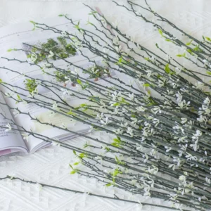White artificial Forsythia Flower Bush, 84 cm