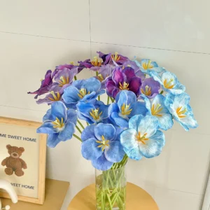 Artificial Fringed Tulip Stem shown in blue purple vase application
