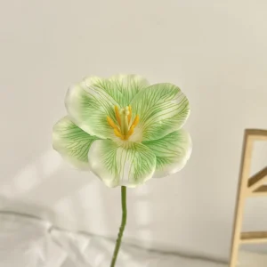 Green White artificial fringed tulip stem
