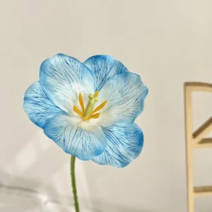 Light Blue White artificial fringed tulip stem