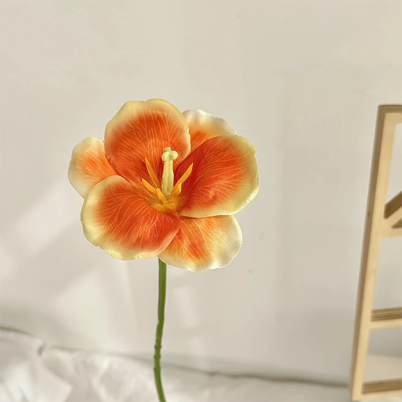 Orange artificial fringed tulip stem