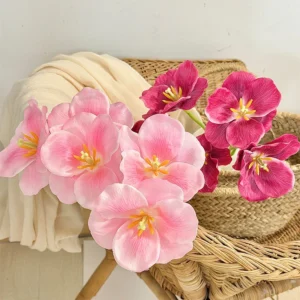 Close-up of pink flower detail for artificial fringed tulip stem