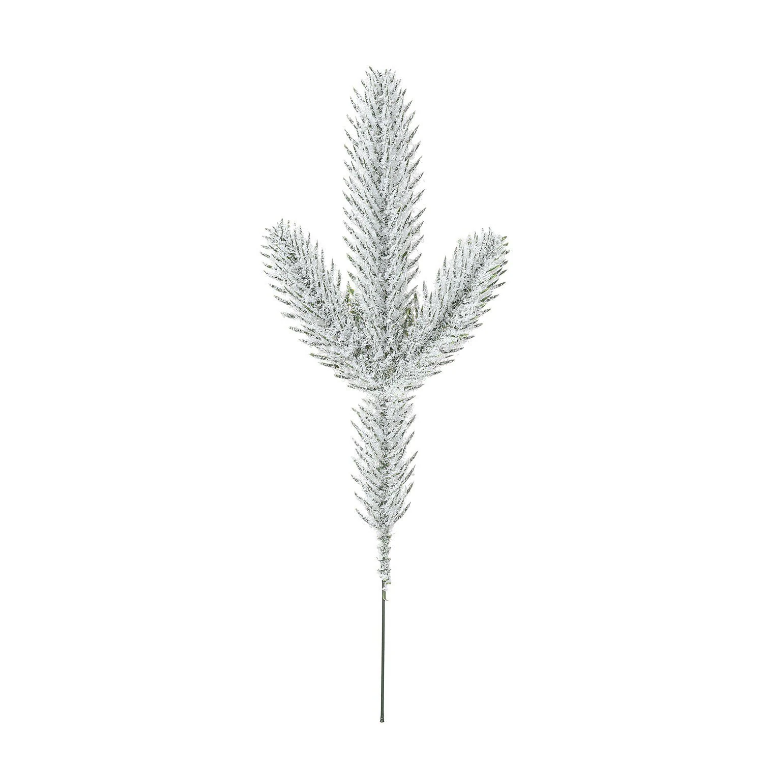 Artificial frosted pine pick with four snowy foliage tips, 26.5 cm