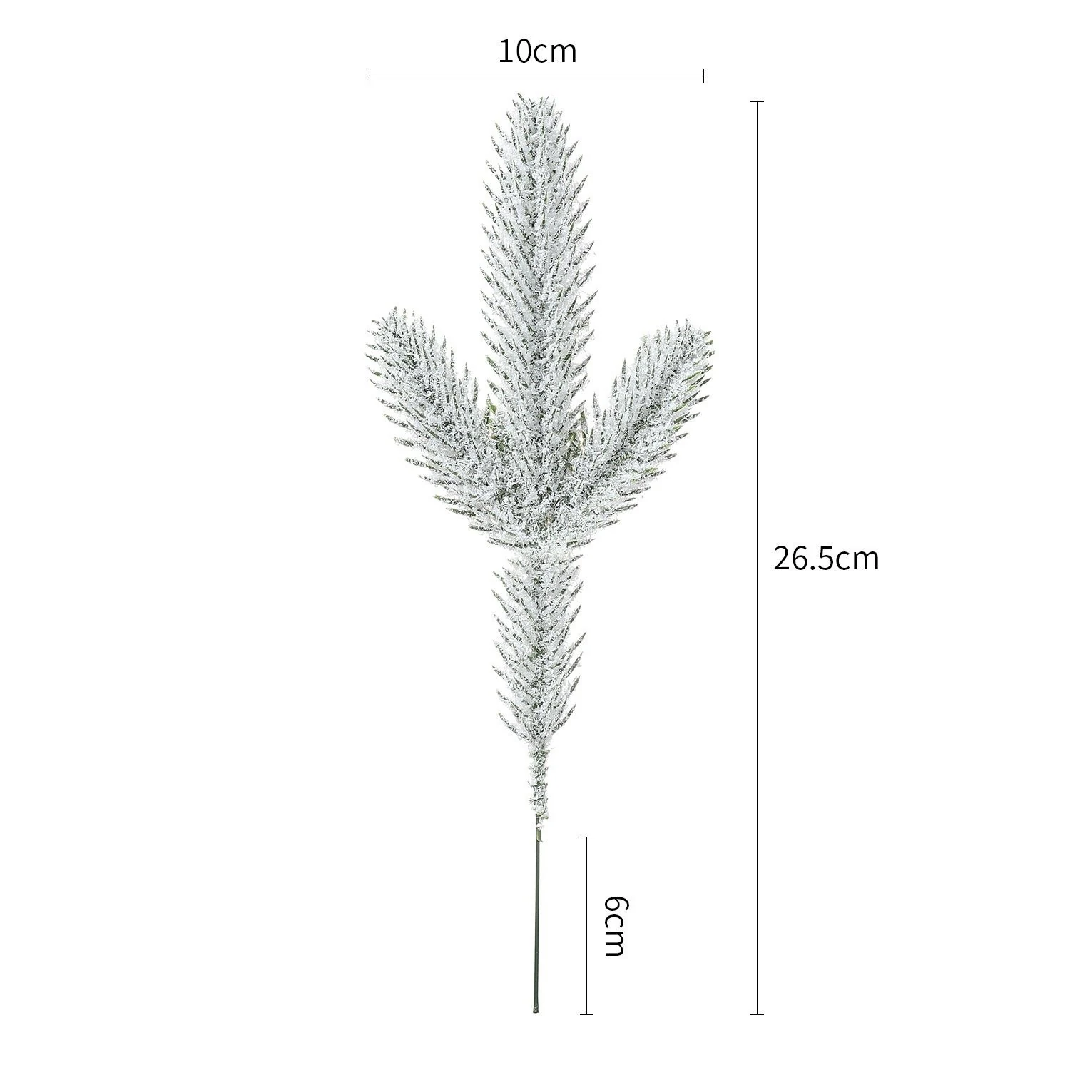 Size diagram for 26.5 cm artificial frosted pine pick