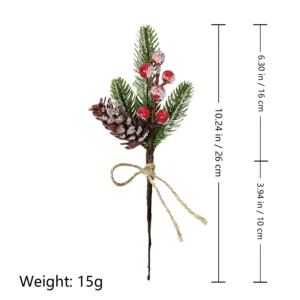 Size and weight diagram for 26 cm artificial frosted pinecone berry pick