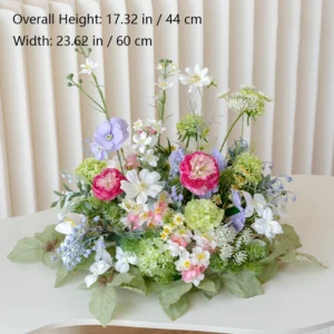 Size diagram for meadow mix artificial garden flower table centerpiece collection