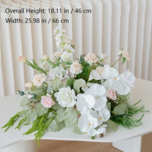 Size diagram for white orchid artificial garden flower table centerpiece collection