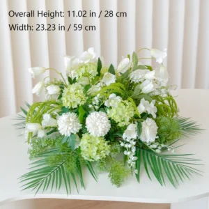 Size diagram for white palm artificial garden flower table centerpiece collection