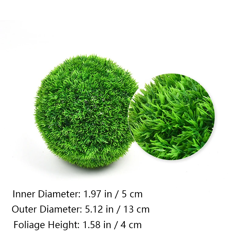 Size diagram for artificial grass topiary ball, 13cm