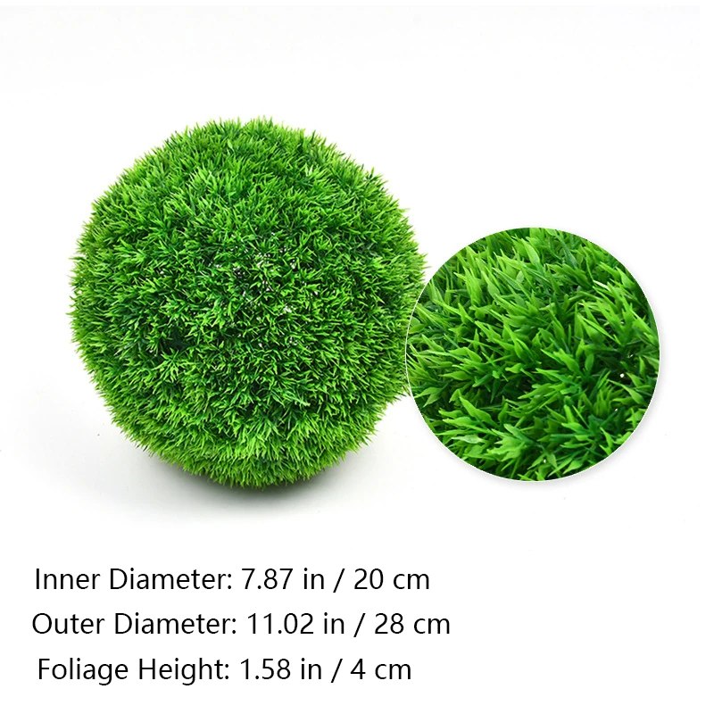 Size diagram for artificial grass topiary ball, 28cm