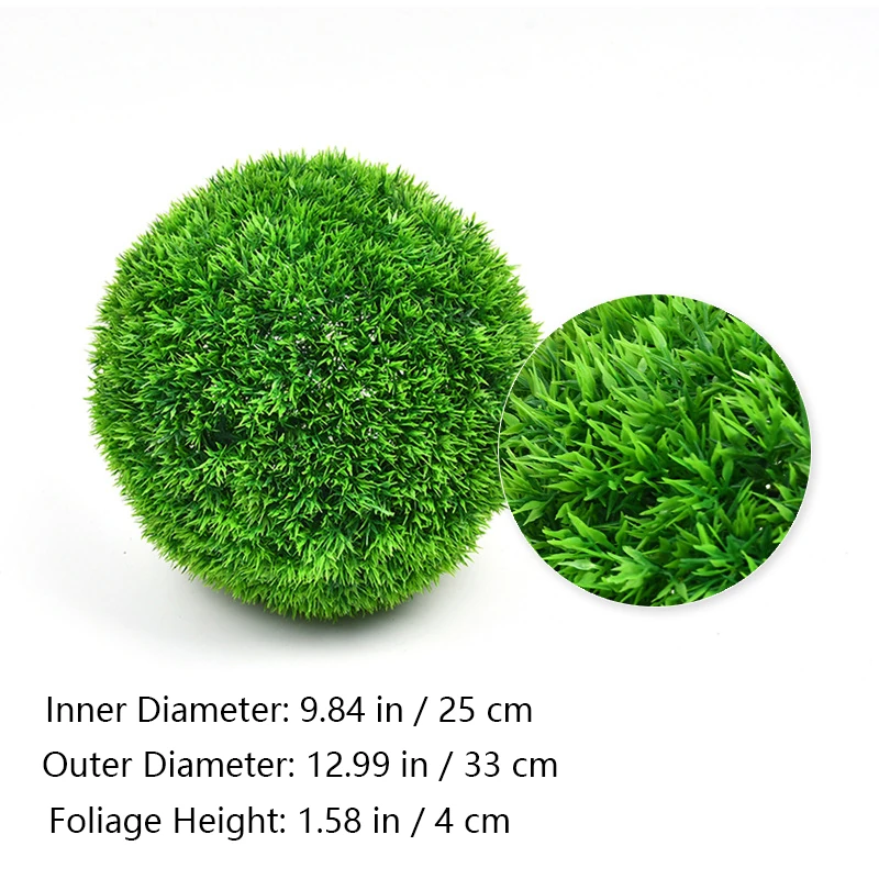 Size diagram for artificial grass topiary ball, 33cm