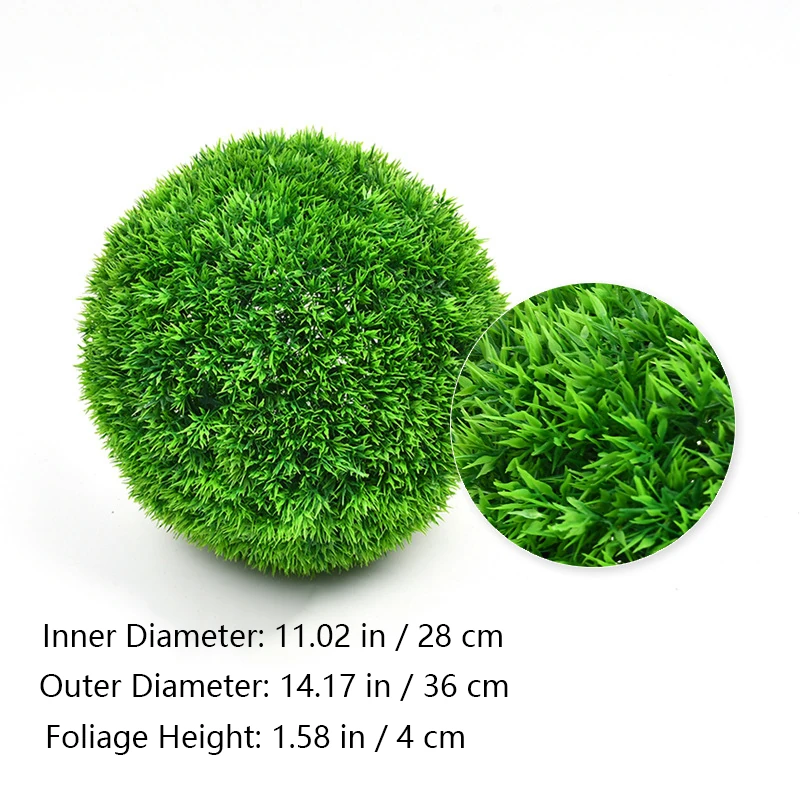 Size diagram for artificial grass topiary ball, 36cm