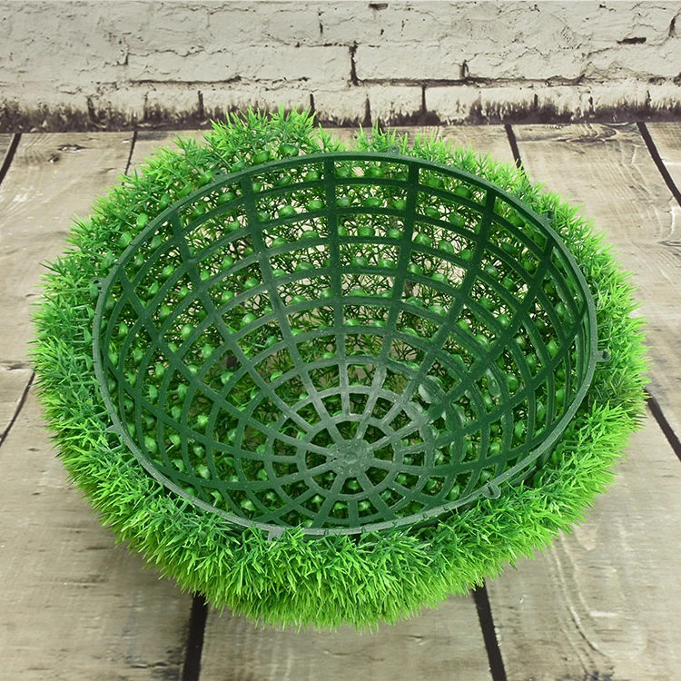 Grid backing of artificial grass topiary ball