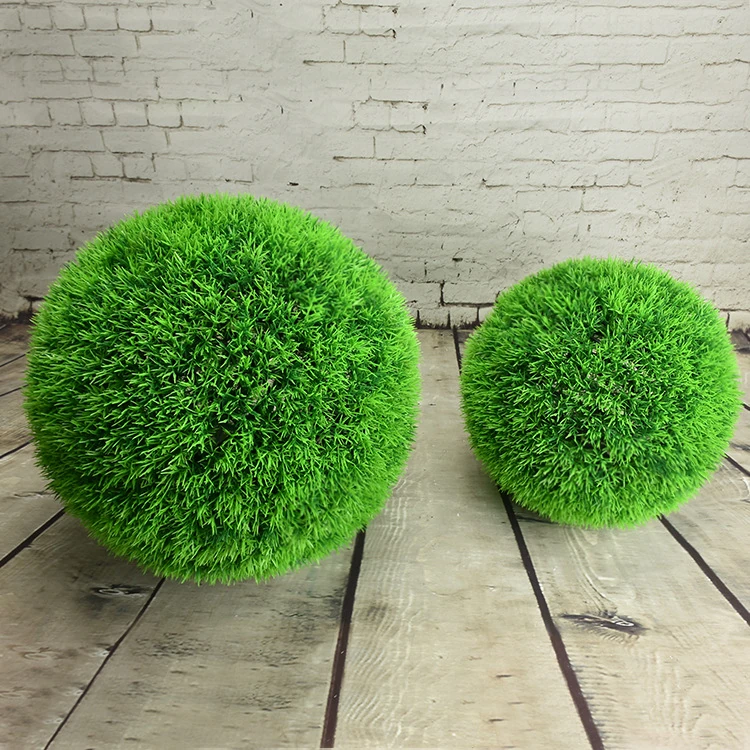 Size diagram for artificial grass topiary ball, options