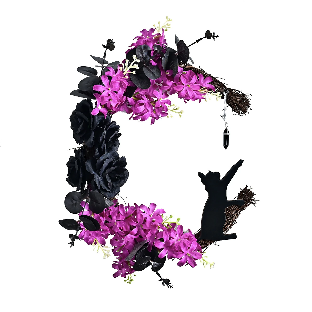 Couronne de fleurs artificielles de chauve-souris d'Halloween