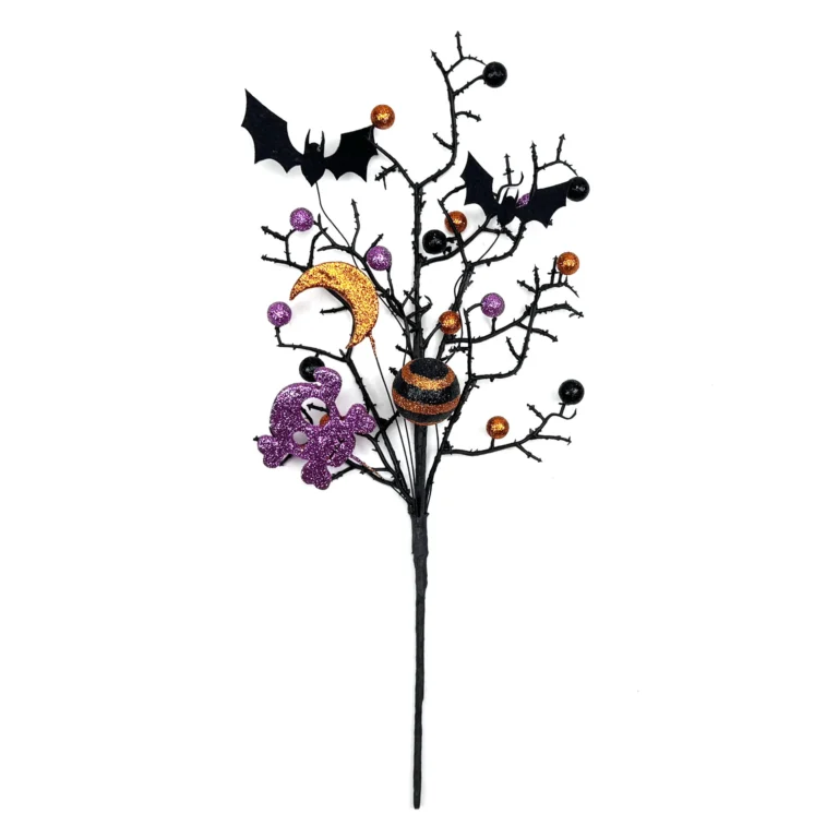 Artificial Halloween Bat Skull Pumpkin Pick