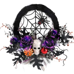 Spiderweb Skull artificial halloween decorative wreath collection