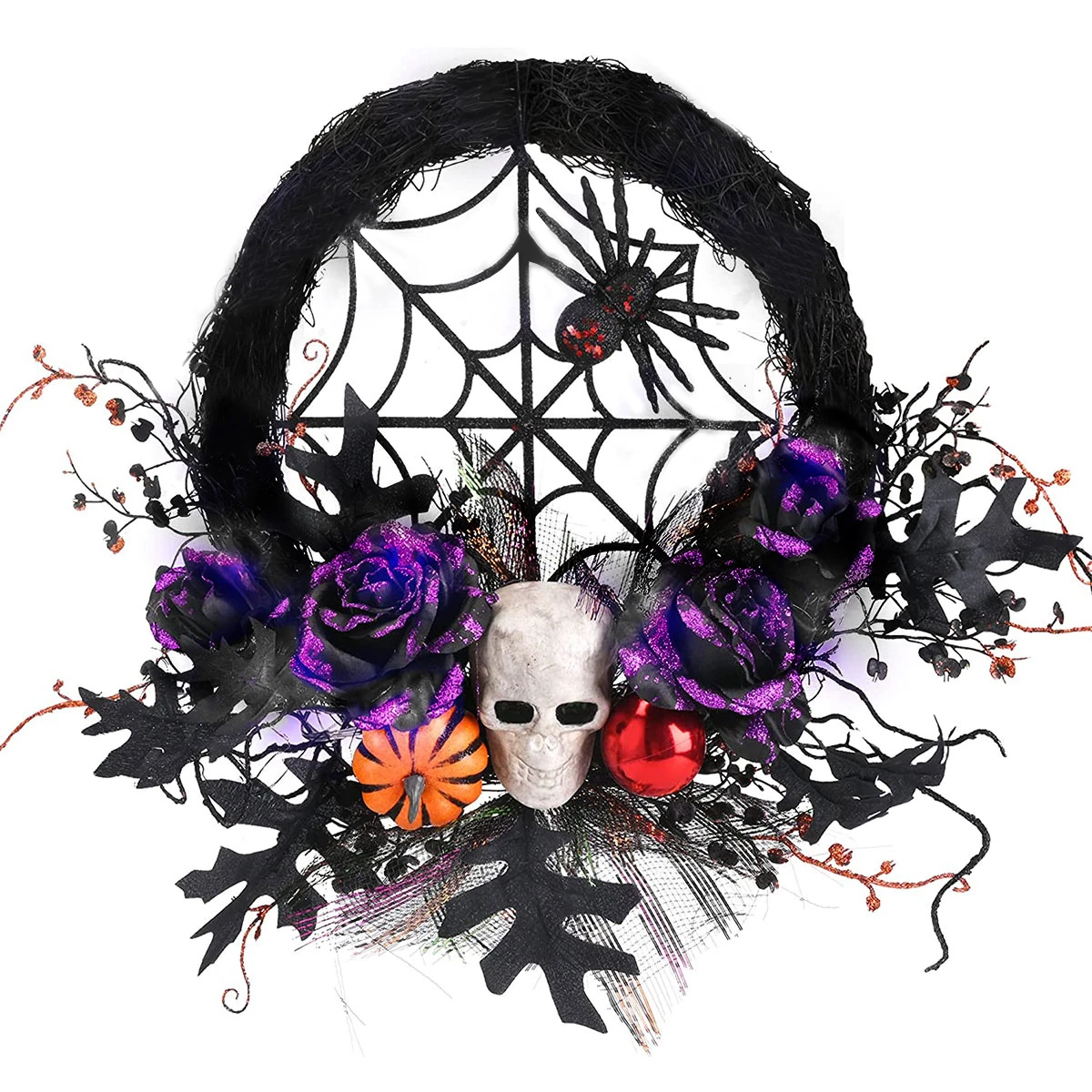 Spiderweb Skull artificial halloween decorative wreath collection