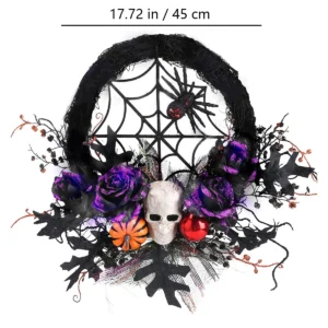 Size diagram for artificial halloween decorative wreath collection, 45 cm
