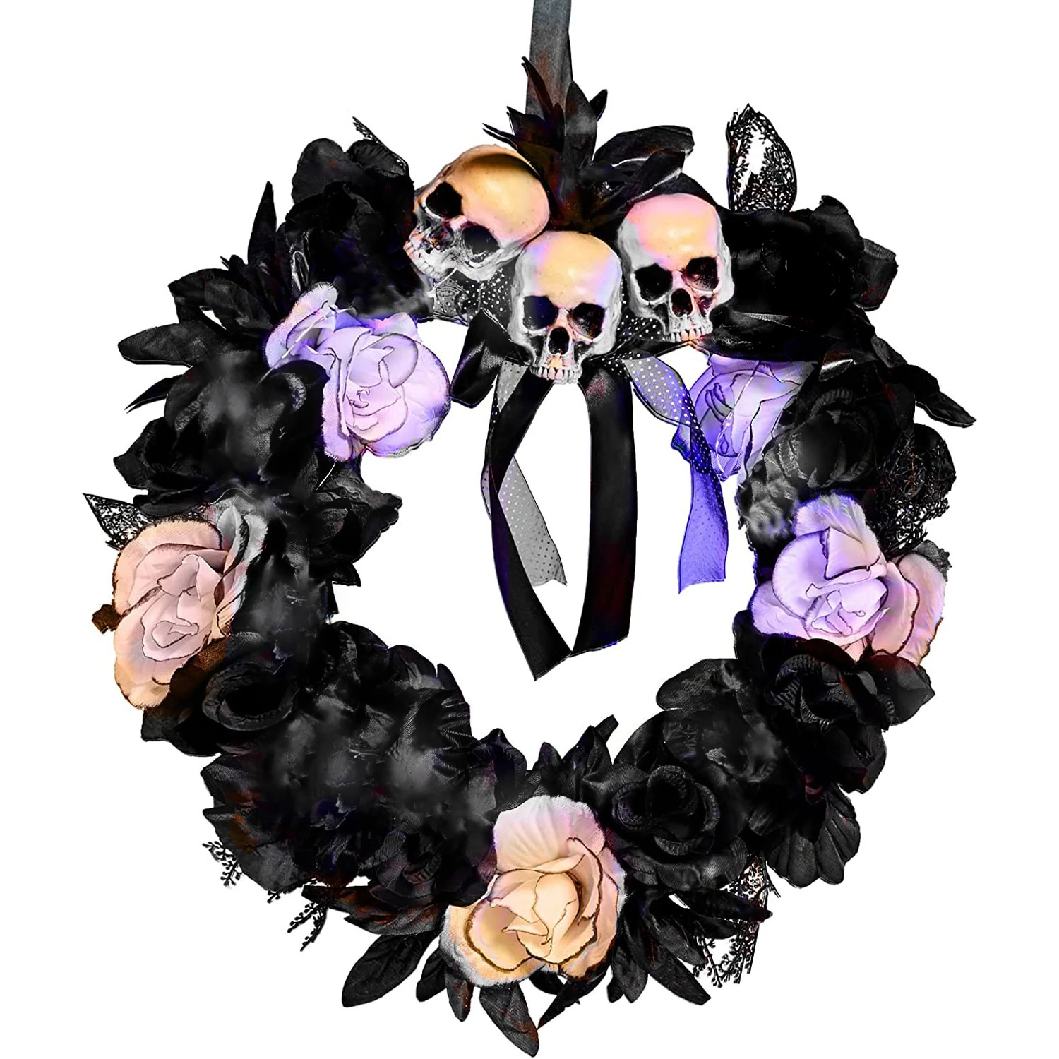 Triple Skull artificial halloween decorative wreath collection