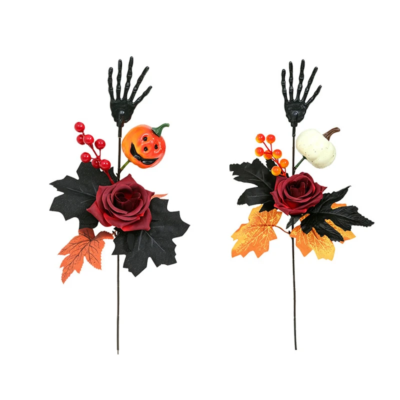 Styles disponibles pour la collection de roses artificielles à main squelette d'Halloween