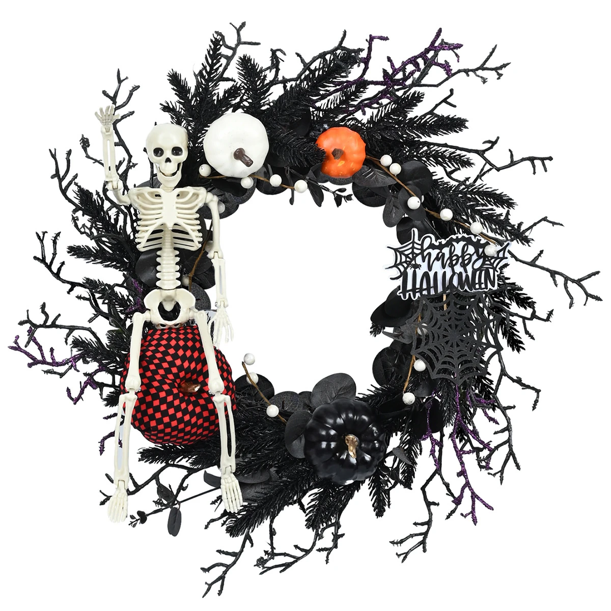 Couronne de squelette artificielle d'Halloween