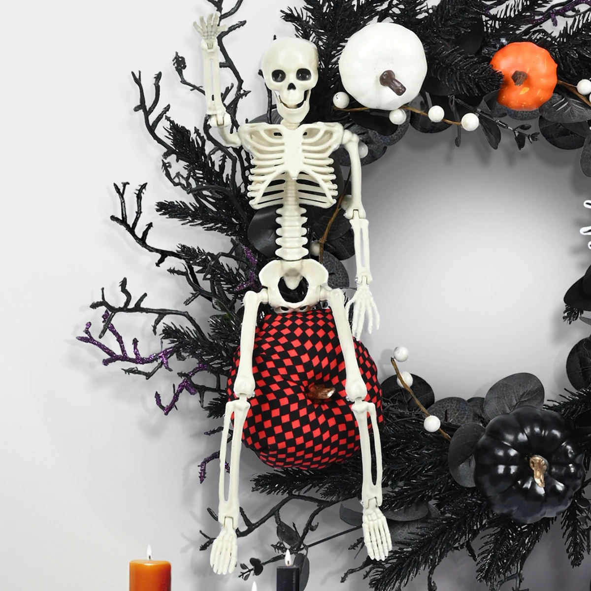 Alternate view of skeleton artificial halloween skeleton wreath