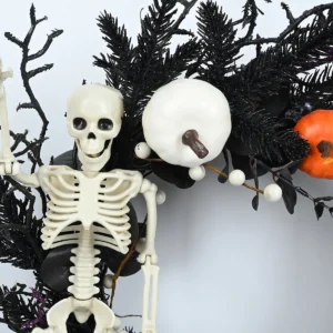 Close-up of skeleton artificial halloween skeleton wreath