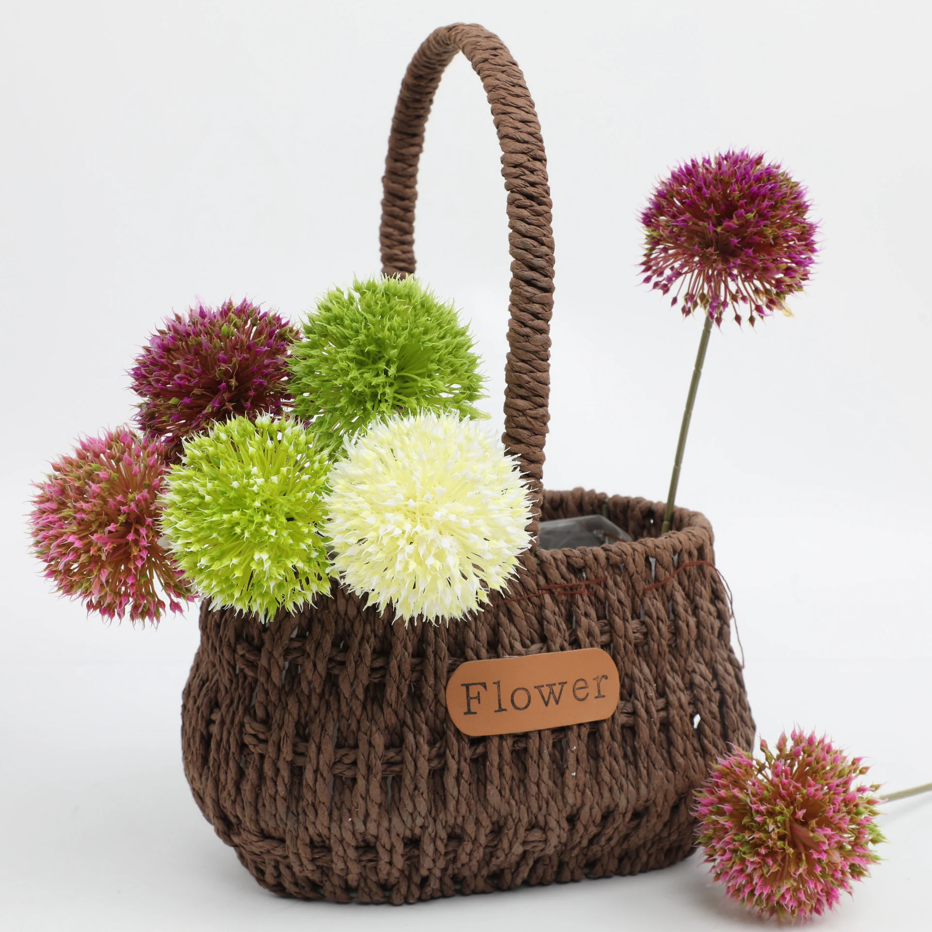 Artificial Hydrangea Ball Stem shown in basket application