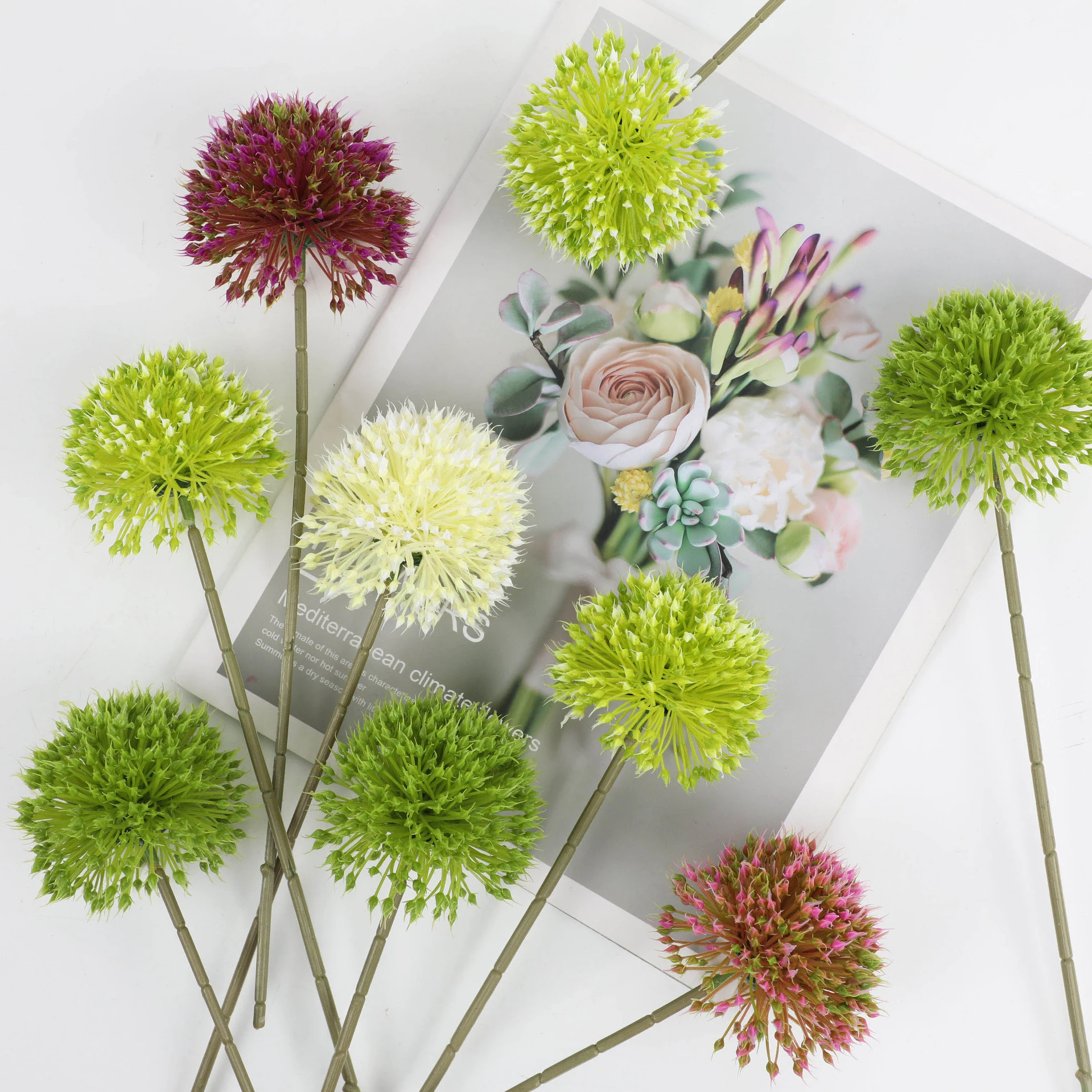 Color Options for artificial hydrangea ball stem
