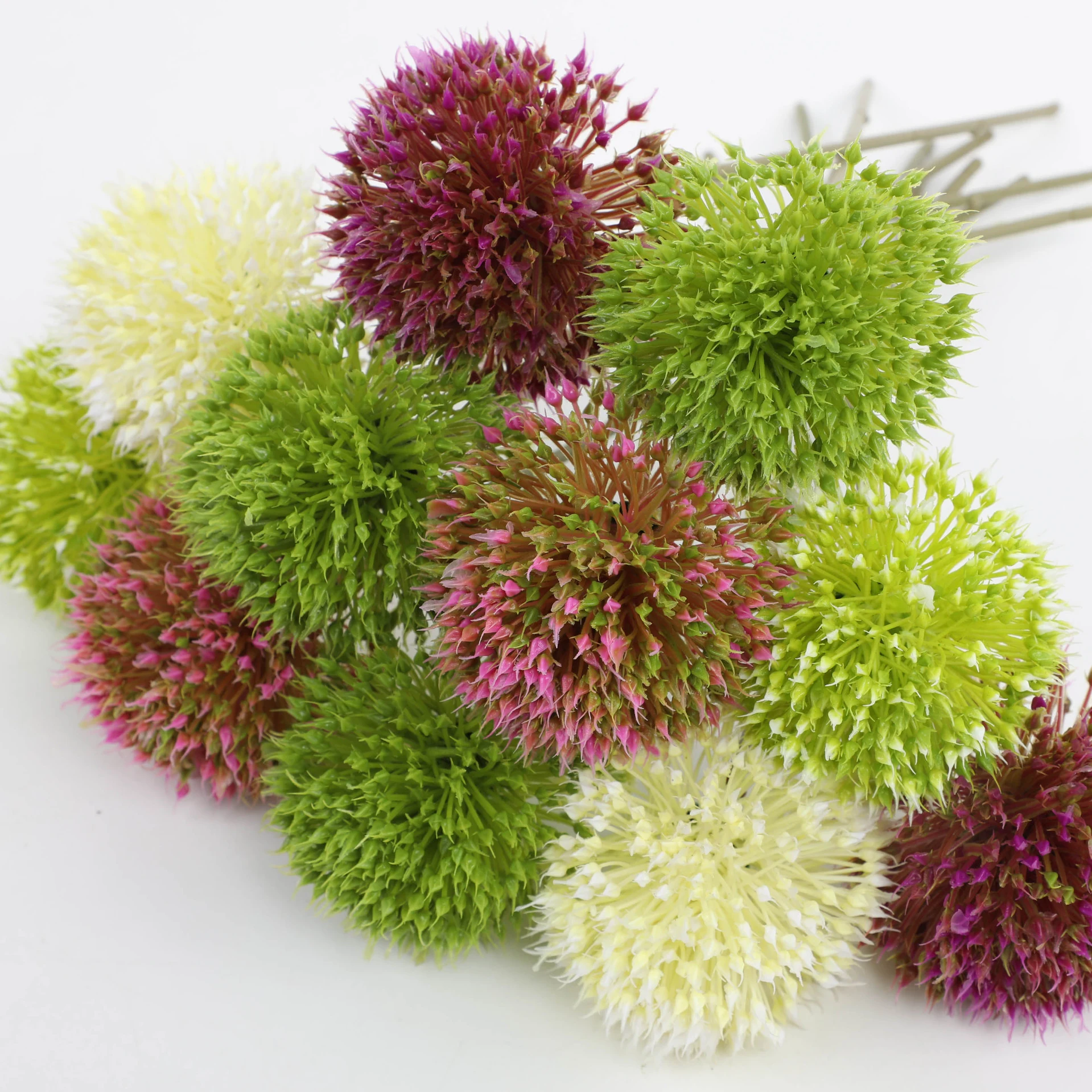 Close-up of flower head detail for artificial hydrangea ball stem