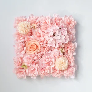Light Pink artificial hydrangea and rose flower wall panel