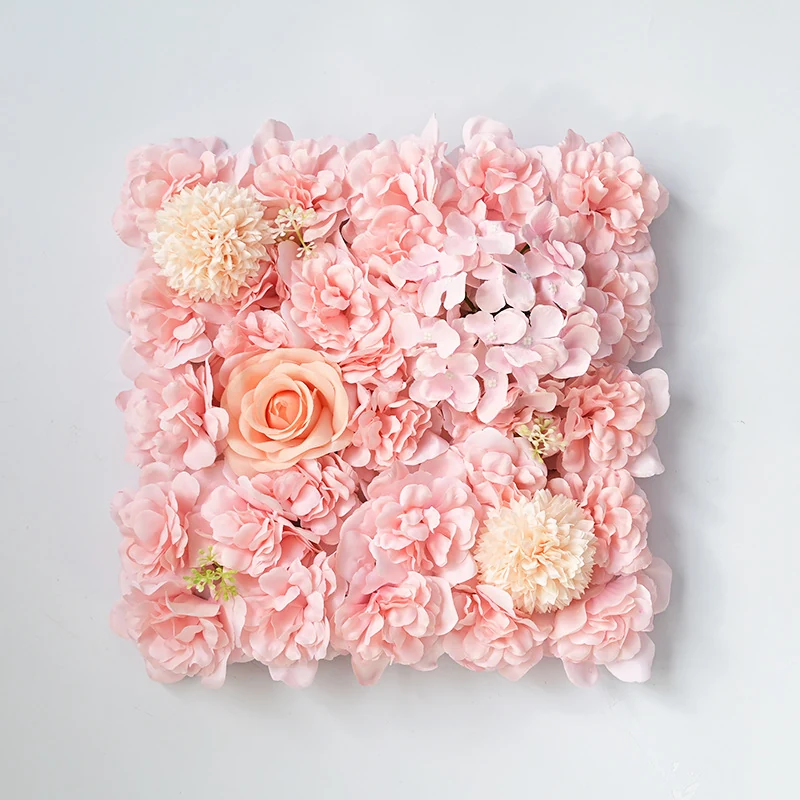 Light Pink artificial hydrangea and rose flower wall panel