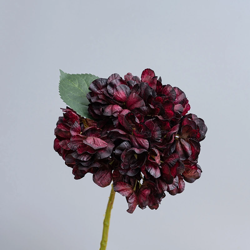 Burgundy artificial hydrangea stem