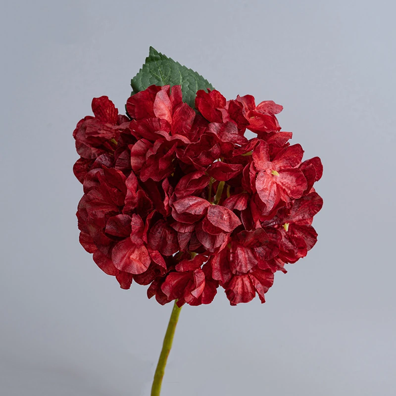 Red artificial hydrangea stem