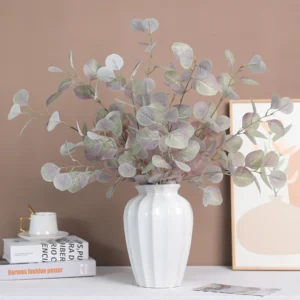 Artificial Iridescent Eucalyptus Spray displayed for display