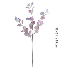 Size diagram for pink purple artificial iridescent eucalyptus spray, 85 cm