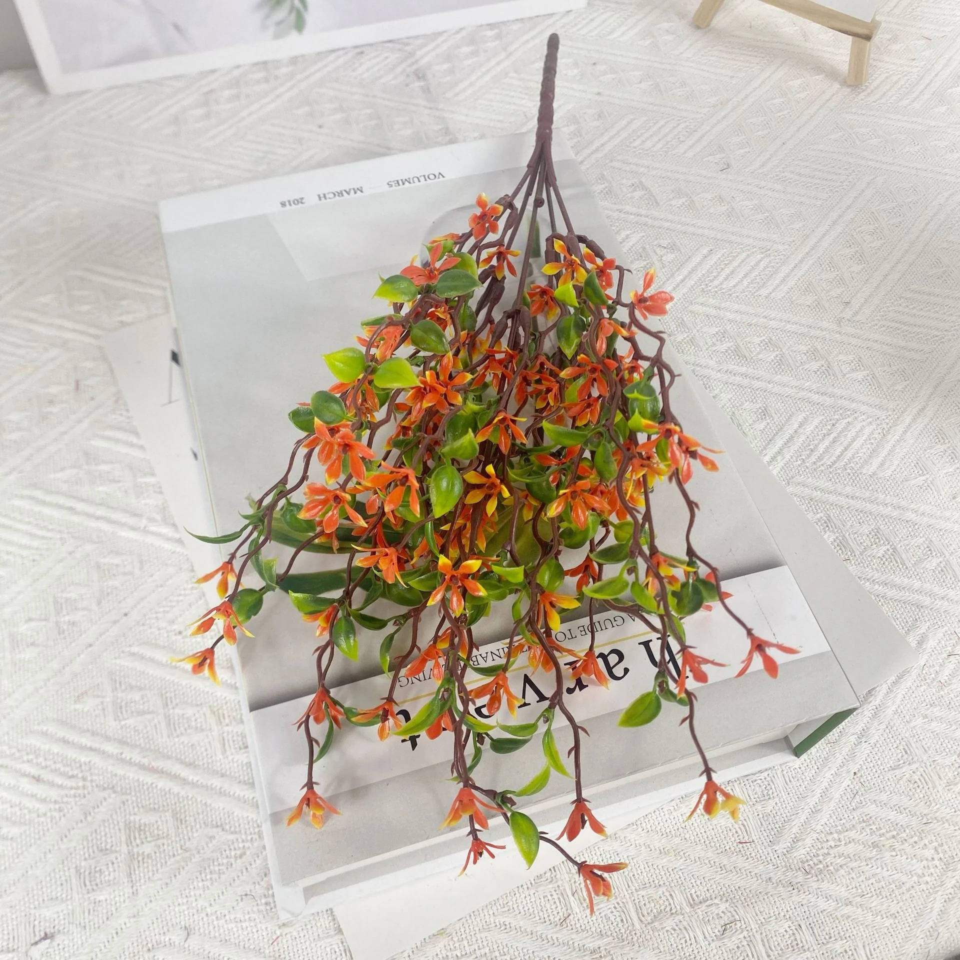 Orange artificial Jasmine Flower Bush, 40 cm