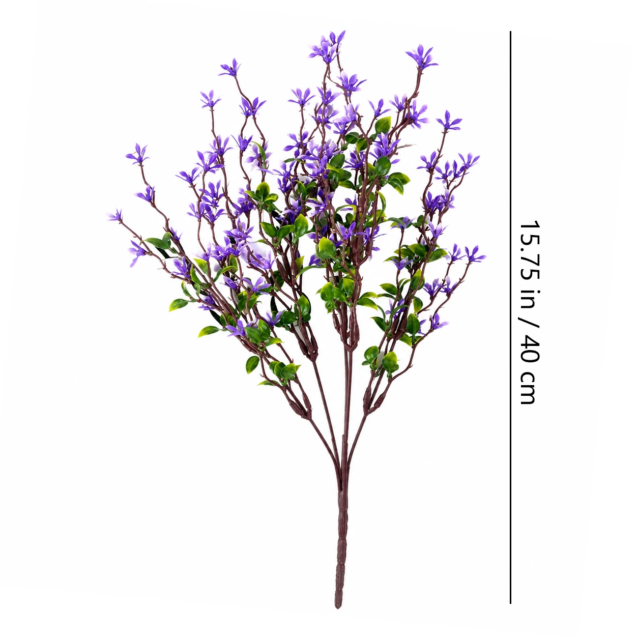 Specification diagram for purple artificial Jasmine Flower Bush
