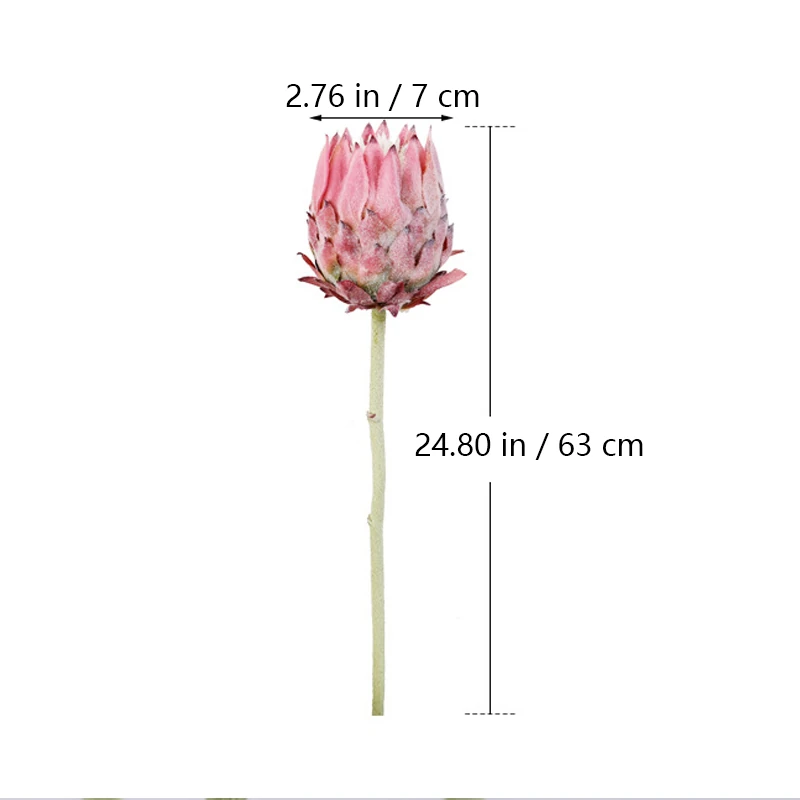 Alternate view of pink size 63cm artificial king protea flower stem