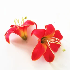 Red artificial Lily Flower Head, 8 cm
