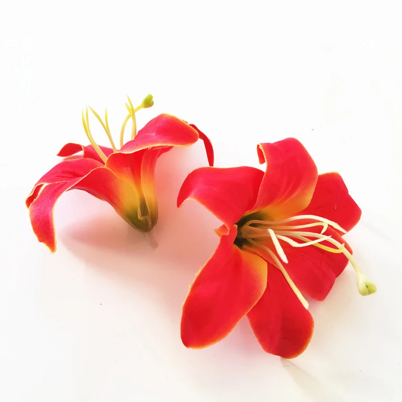 Red artificial Lily Flower Head, 8 cm