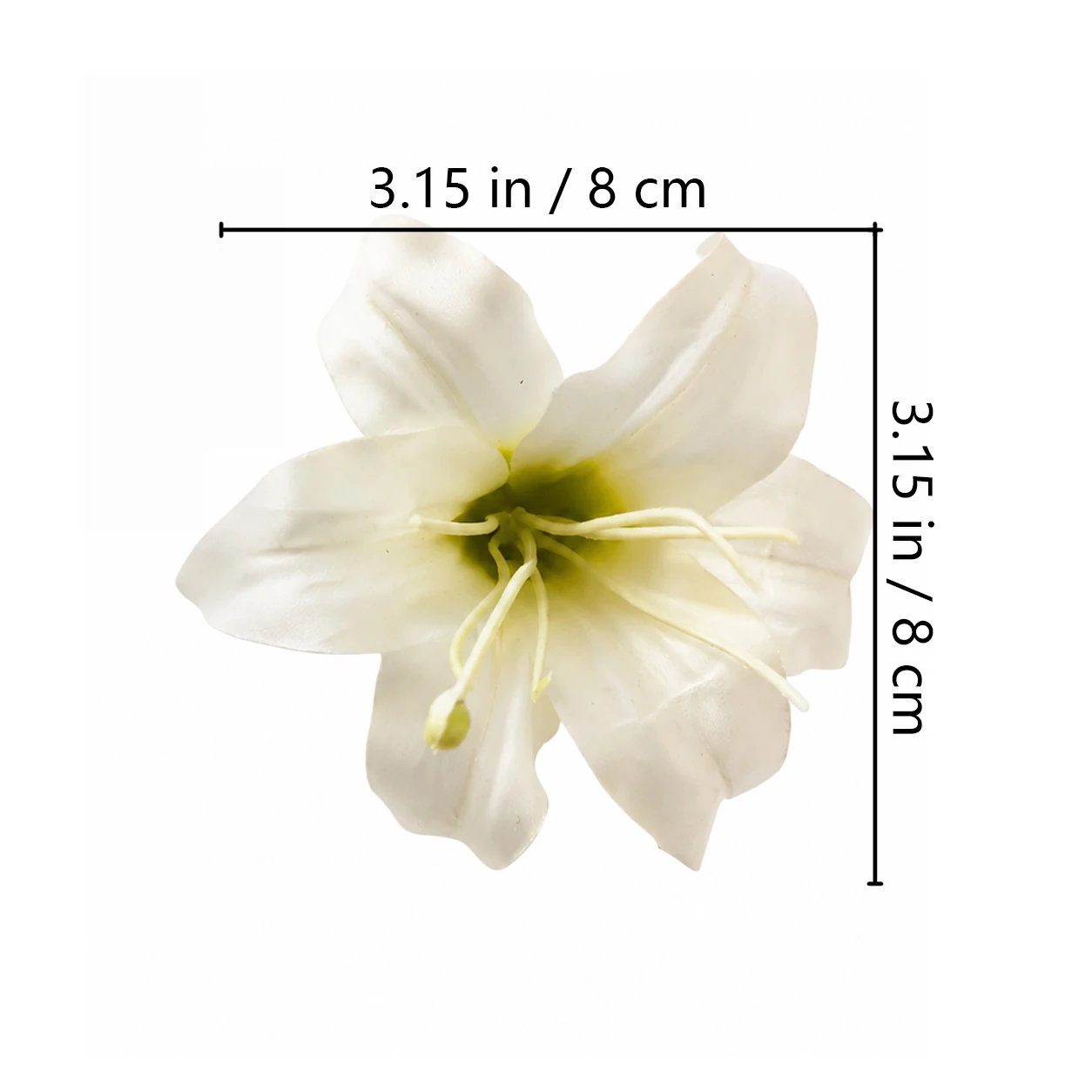 Specification diagram for white artificial Lily Flower Head