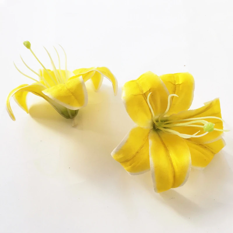 Yellow artificial Lily Flower Head, 8 cm