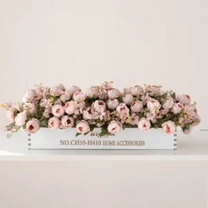 blush pink artificial lisianthus flower box centerpiece