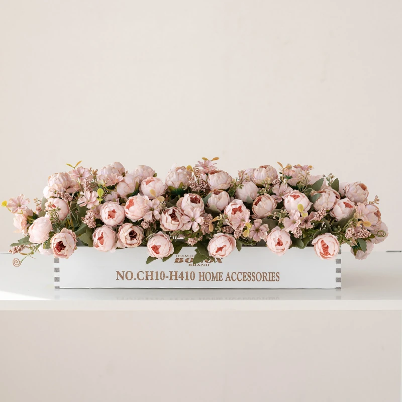 blush pink artificial lisianthus flower box centerpiece