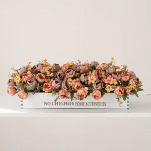 orange artificial lisianthus flower box centerpiece