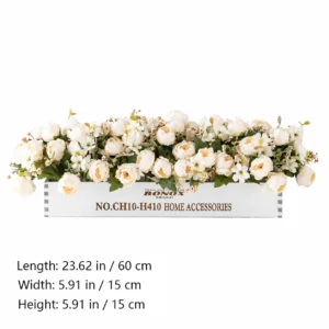 Size diagram for artificial lisianthus flower box centerpiece, 60 cm