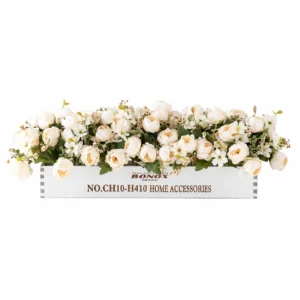 white artificial lisianthus flower box centerpiece